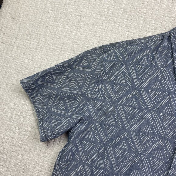 Quicksilver Modern Fit Men's L Light Blue Doodle Button Up Short Sleeve Shirt - Picture 3 of 16